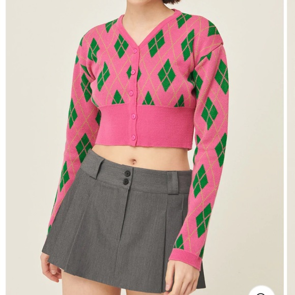 NEW! Storets Loretta Highteen Argyle Cardigan - Picture 3 of 12